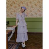 JUST 仙女裙蛋糕裙 甜美法式 LIT水波纹流光公主小众连衣裙夏季