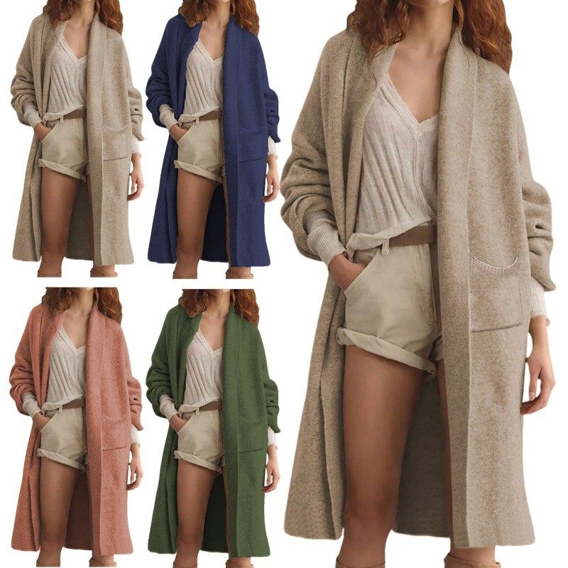 跨境欧美秋冬新款针织衫跨境宽松长款开衫大版口袋外套针织毛衣女,个性定制/设计服务/DIY,连衣裙加工定制,淘宝优惠券,粉丝福利购,淘宝优惠卷