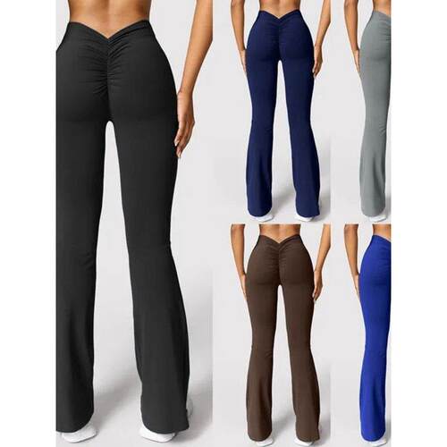 Seamless micro flared yoga pants女士纯色无痕微喇叭运动瑜伽裤
