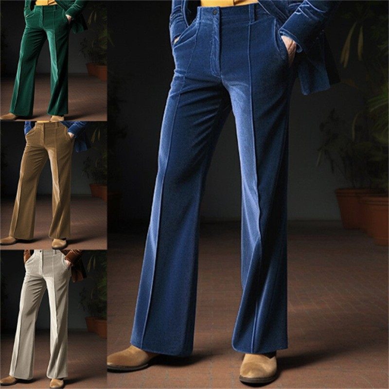 男士天鹅绒斜口袋舒适商务日常度假时尚喇叭西裤,个性定制/设计服务/DIY,连衣裙加工定制,淘宝优惠券,粉丝福利购,淘宝优惠卷