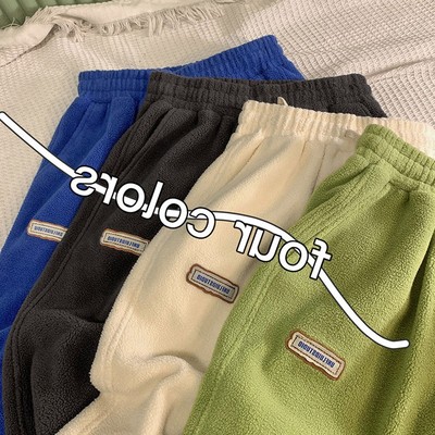 【摇粒绒】秋冬羊羔毛加绒加厚学生简约束脚哈伦裤子女宽松运动裤