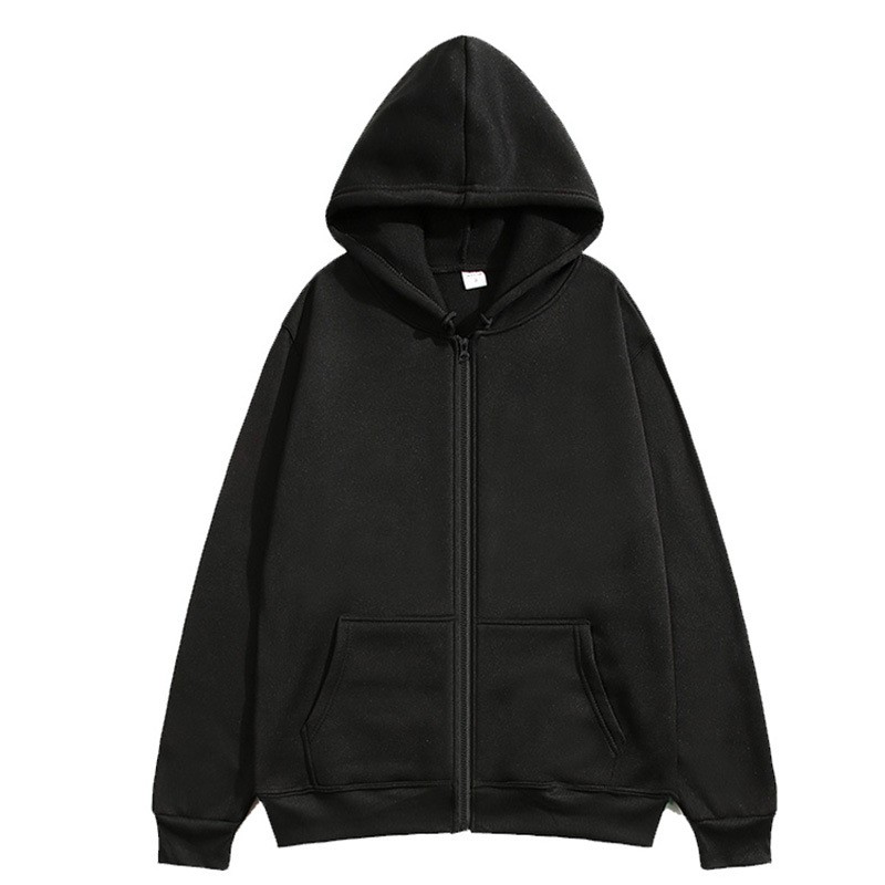 秋冬季外贸男女同款拉链衫卫衣开衫连帽卫衣纯色空白运动服上衣