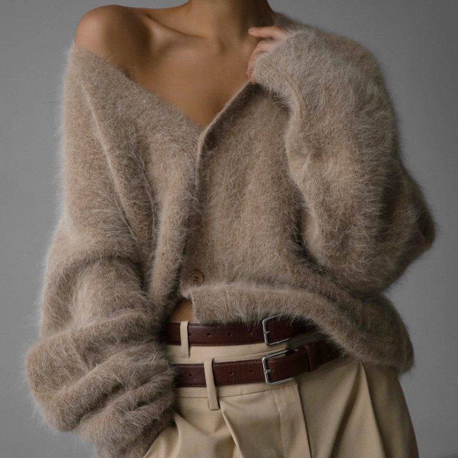 欧美跨境貂绒领针织毛衣女秋冬新款宽松纯色外贸开衫女外套,个性定制/设计服务/DIY,连衣裙加工定制,淘宝优惠券,粉丝福利购,淘宝优惠卷