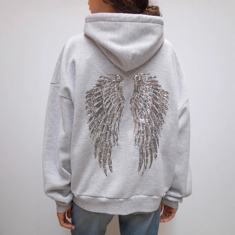 欧美跨境秋冬新款女装亚马逊时尚百搭纯色翅膀珠片绣休闲套装