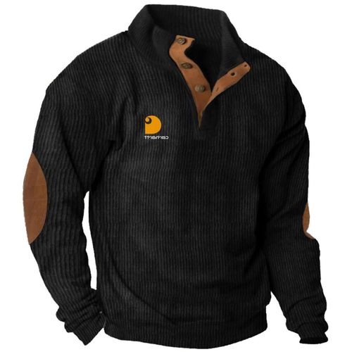 欧美跨境男装独立站亚马逊卫衣灯芯绒套头亨利衫男士休闲长袖恤