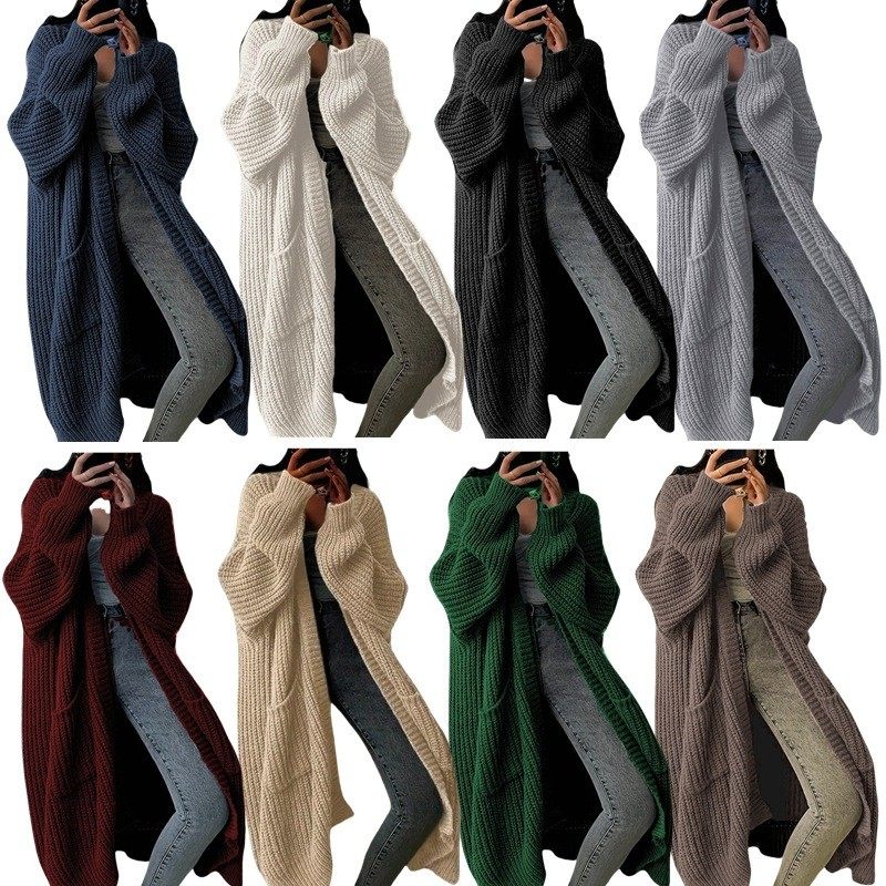 欧美秋冬新款大码开襟毛衣跨境宽松口袋中长款开衫针织开衫外套女,个性定制/设计服务/DIY,连衣裙加工定制,淘宝优惠券,粉丝福利购,淘宝优惠卷