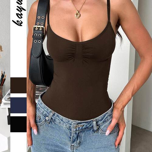 Personalized pleated solid color sexy halter simple jumpsuit