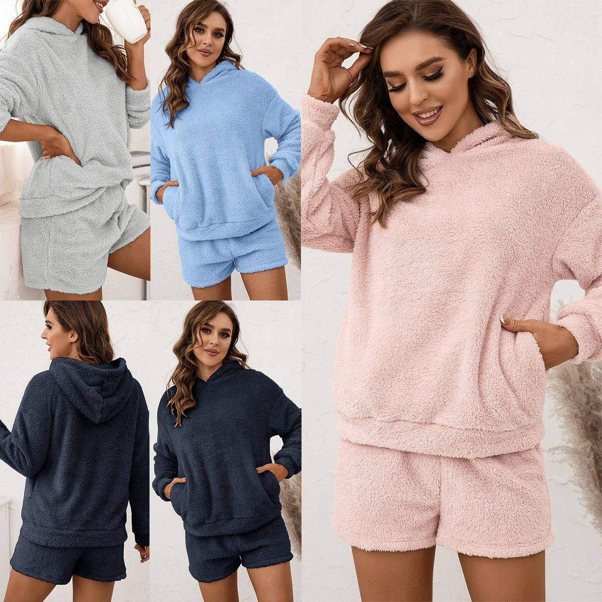 亚马逊跨境毛毛连帽卫衣套装休闲家居服双面毛绒两件套 女,个性定制/设计服务/DIY,连衣裙加工定制,淘宝优惠券,粉丝福利购,淘宝优惠卷