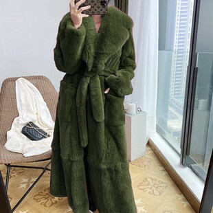 新款 欧洲站大衣时尚 气质宽松大码 遮肚子潮 仿皮草外套女中长款