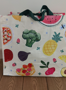 外贸原单大容量防水覆膜编织袋超市环保购物袋手提袋收纳袋买菜包