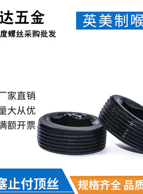 喉塞螺丝38内六角1/4pt铜npt闷头堵头12.9级英制美制公制止付3/8