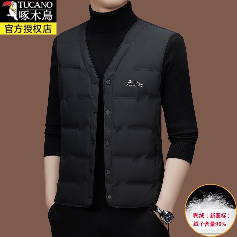 啄木鸟男士新款羽绒马甲冬季内穿坎肩中年轻薄背心保暖秋装马夹