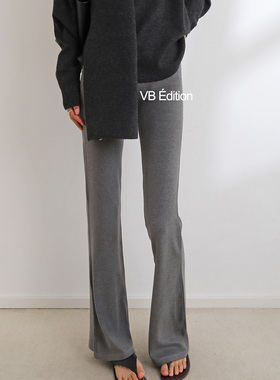 VB时尚高弹亲肤磨毛提臀微喇打底裤高腰新款显瘦瑜伽超模裤秋冬女