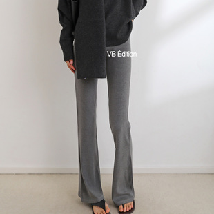 VB时尚高弹亲肤磨毛提臀微喇打底裤高腰新款显瘦瑜伽超模裤秋冬女