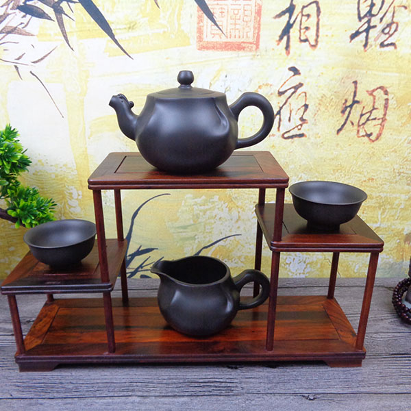 大红酸枝博古架古董架 红木展示架多宝阁摆件底座紫砂壶茶具架