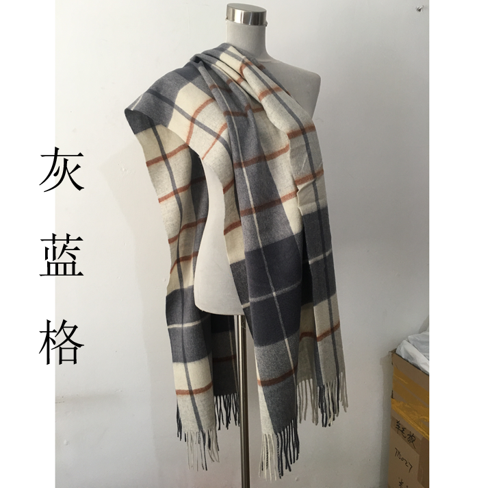 羊毛保暖冬羊绒窄格围脖披肩装饰