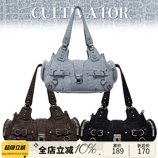Cultivator原創(chuàng)小眾復(fù)古千禧辣妹百搭手提單肩斜挎機(jī)車包2025夏新