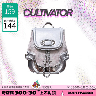 Cultivator原创小众欧美千禧辣妹雾粉色鳄鱼纹迷你双肩包背包新款