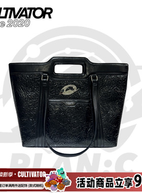 PlanC原创小众欧美时尚设计感黑色褶皱通勤大容量手提单肩托特包