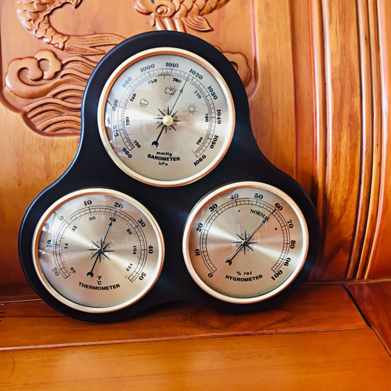 气象站温湿度计大气压计晴雨表时间表组合木挂钟客厅办公室收藏