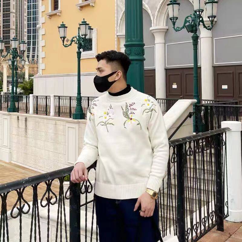 欧美走秀款潮男春秋新上衣粗针加针织衫/毛衣