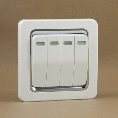 联峰开关 联威86系列四开单控 四位单控4开单控86型4开白色银边
