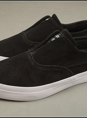 外贸huf dylan黑色签名款一脚蹬翻毛皮滑板鞋情侣鞋懒人鞋乐福鞋