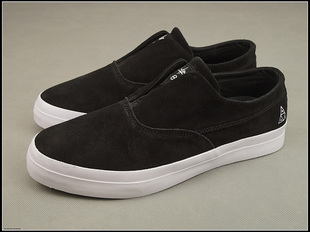 外贸huf dylan黑色签名款一脚蹬翻毛皮滑板鞋情侣鞋懒人鞋乐福鞋