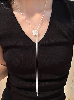 s925纯银长款花朵项链