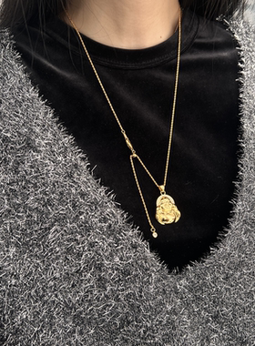 s925纯银小众设计感项链弥勒佛