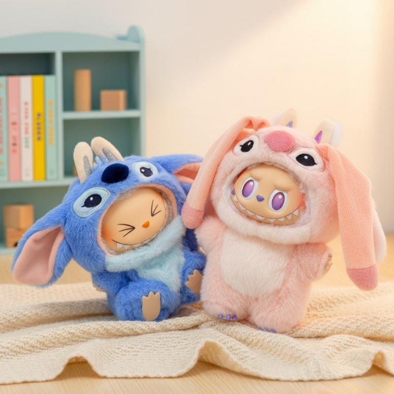 {仅衣服] 一二三代Labubu挂件娃衣史迪奇娃娃装饰衣服毛绒套装