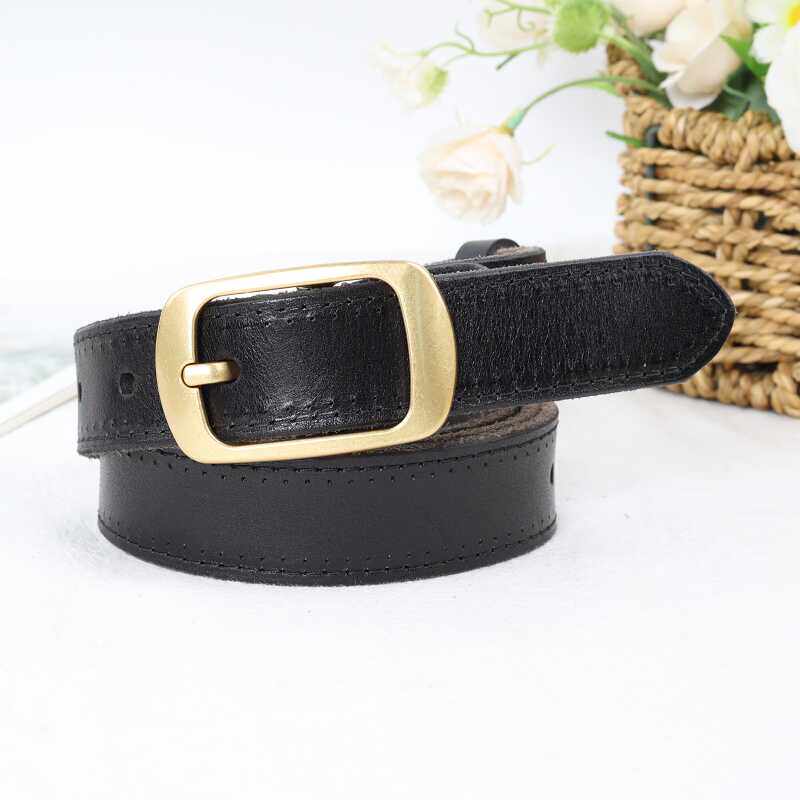 手工皮带女款复古真皮腰带女百搭高级感女士裤带配牛仔裤2024新款