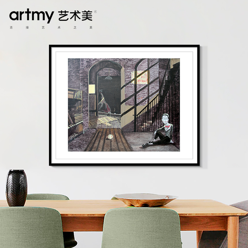 曹业博 《空房间》现代装饰画房间人物楼梯客厅玄关画简约挂画图片