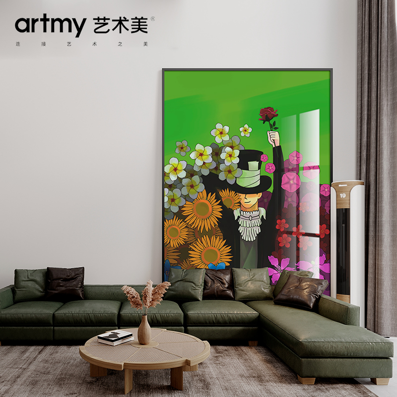 徐鸿儒 现代简约西装人物装饰画花卉植物玫瑰艺术家客厅玄关挂画图片