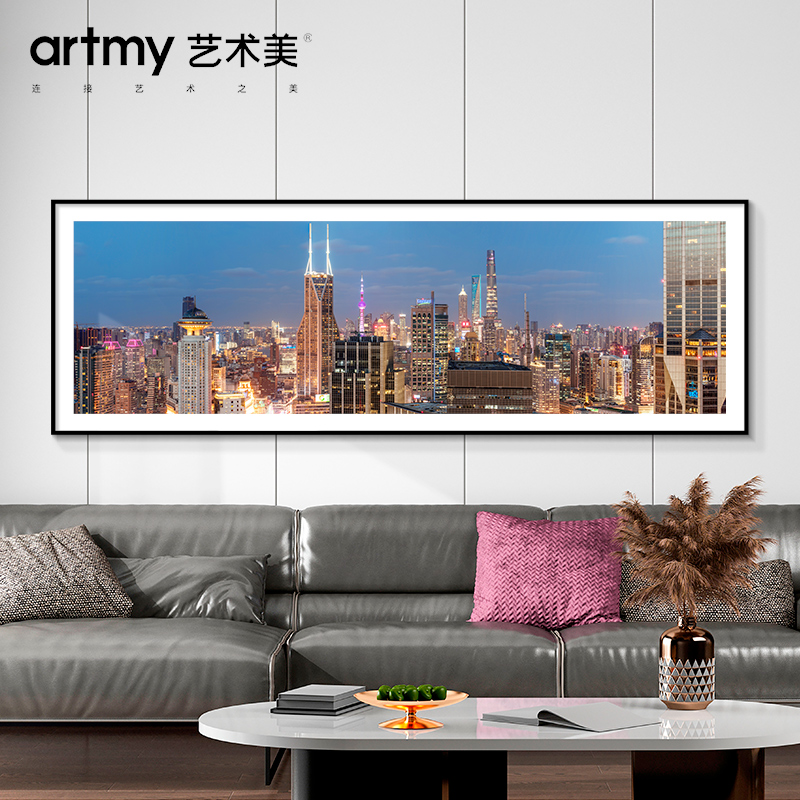 陈铭  上海夜景摄影挂画客厅卧室餐厅壁画东方明珠现代建筑装饰画图片
