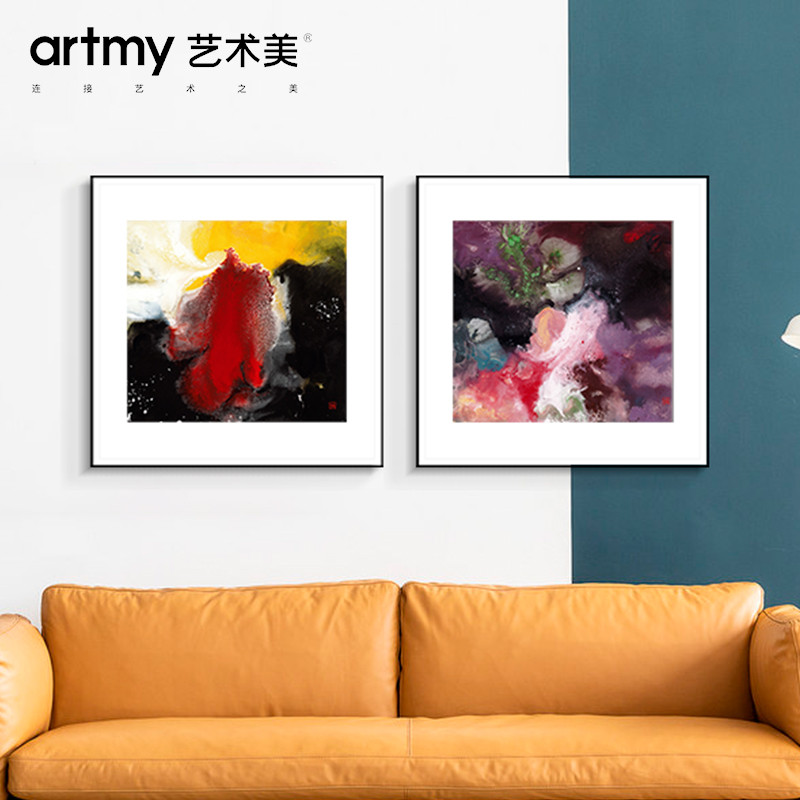 方志 现代抽象图案彩色色块装饰画客厅餐厅玄关过道家居具店挂画图片