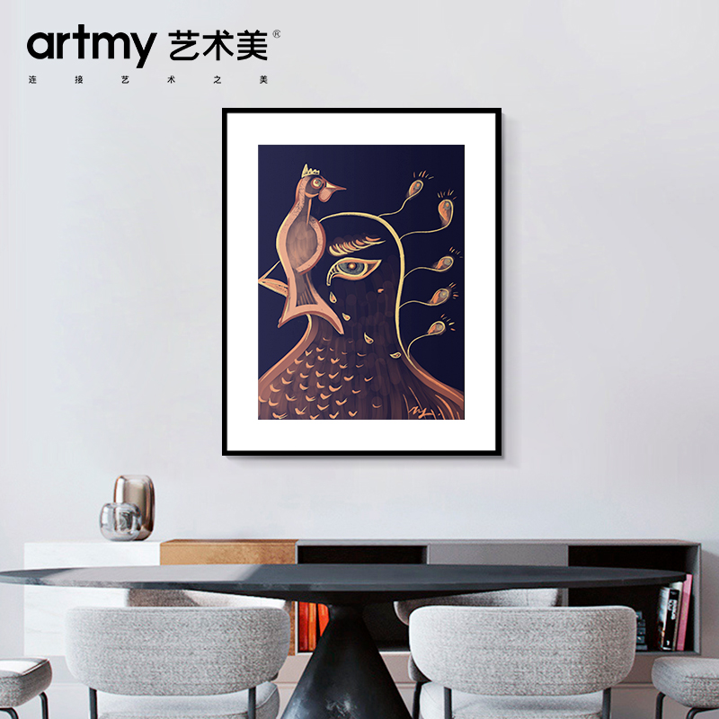 郝珈  现代简约玄关装饰画竖版过道走廊尽头壁画抽象动物客厅挂画图片
