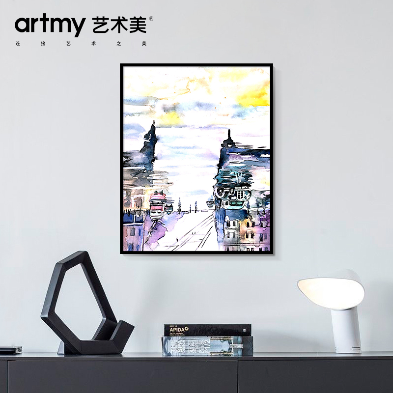 樊小渭 北欧小众复古客厅装饰画轻奢餐厅艺术壁画欧式建筑风景图片