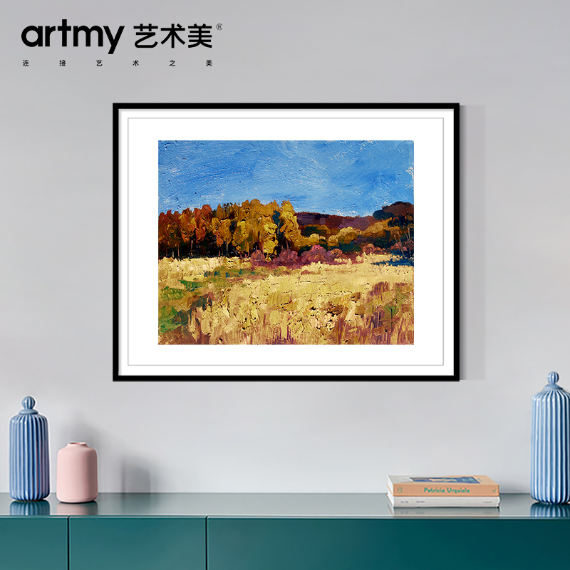 马捷 秋意树林单幅挂画宾馆装饰画秋色风景客厅走廊餐厅卧室油画图片