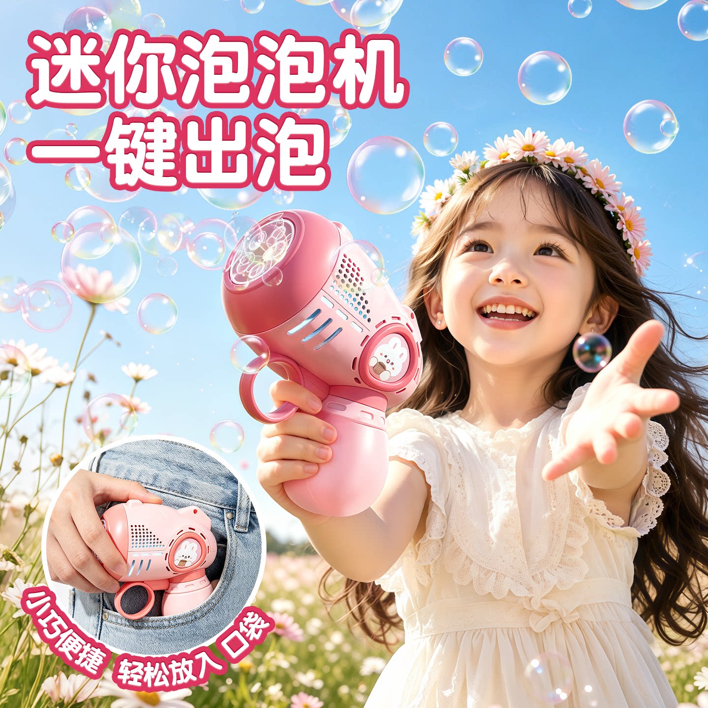 迷你小泡泡机全自动手持儿童玩具图片
