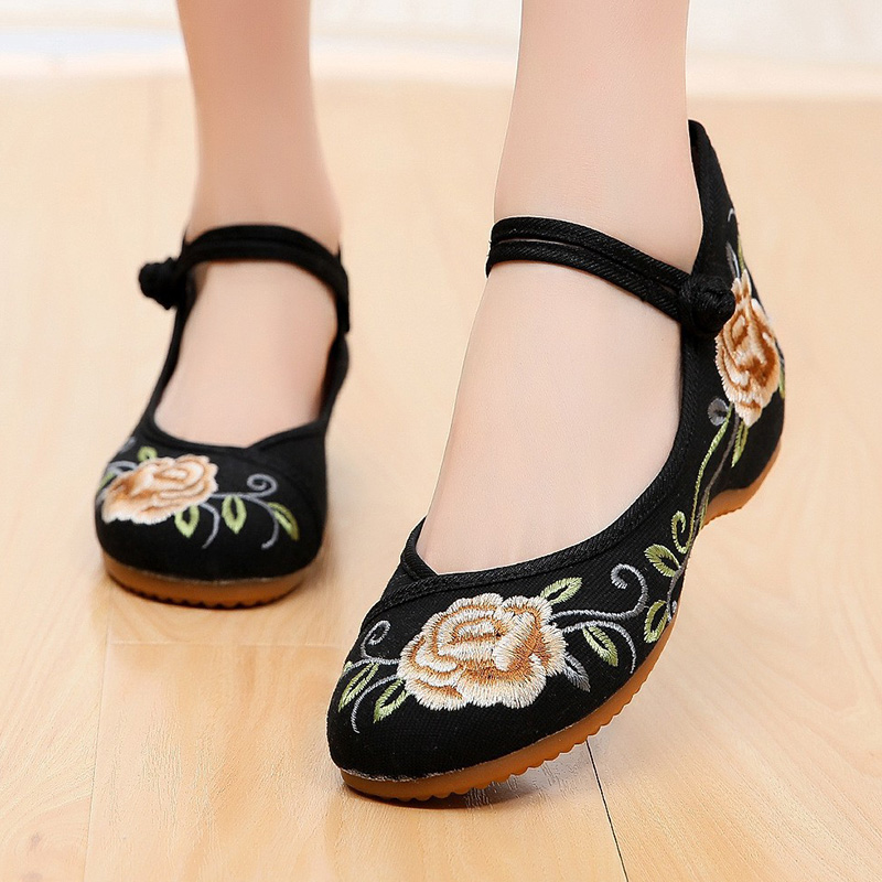 民族风绣花鞋舞蹈鞋绵布