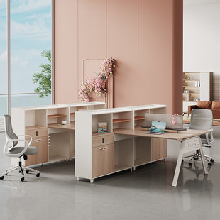 办公桌职员桌柜组合员工位带侧边柜现代简约双人四人财务会计桌子