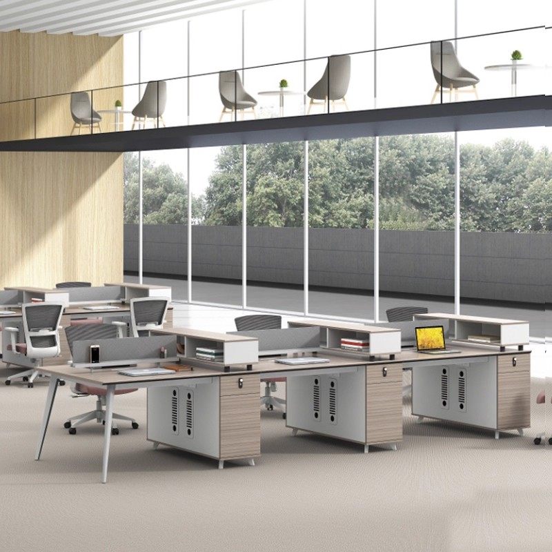 多人位办公桌椅组合职员时尚办公卡座两人现代办公桌面对面财务桌