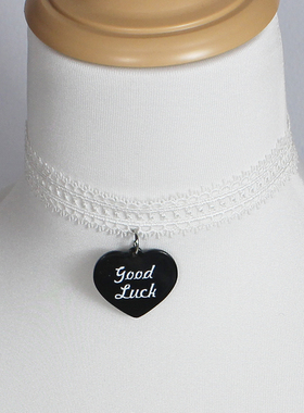 蕾丝可爱爱心形黑白甜心项链锁骨链choker颈饰颈环甜美少女复古