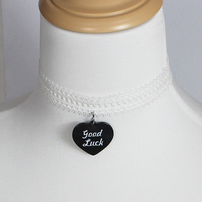 蕾丝可爱爱心形黑白甜心项链锁骨链choker颈饰颈环甜美少女复古