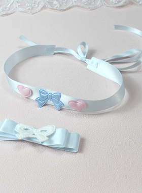 SAX浅蓝色~Lolita发夹发卡边夹 头饰发饰 锁骨链项链颈带手作原创