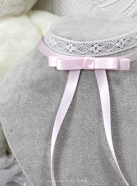 可爱doll粉色蝴蝶结蕾丝叠戴锁骨链项链choker甜美少女法式复古