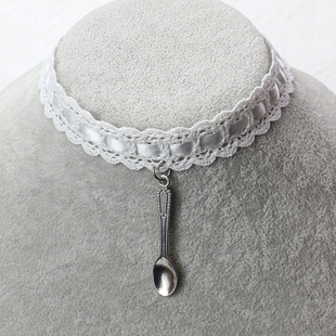 黑白蕾丝choker颈饰项链勺子餐具个性少女复古vintage法式Lolita
