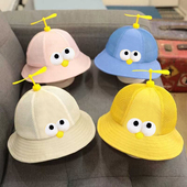 儿童小黄帽定制LOGO夏季 宝宝竹蜻蜓幼儿园渔夫帽遮阳网眼男女童潮