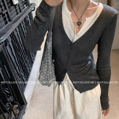 假两件针织开衫修身毛衣外套上衣